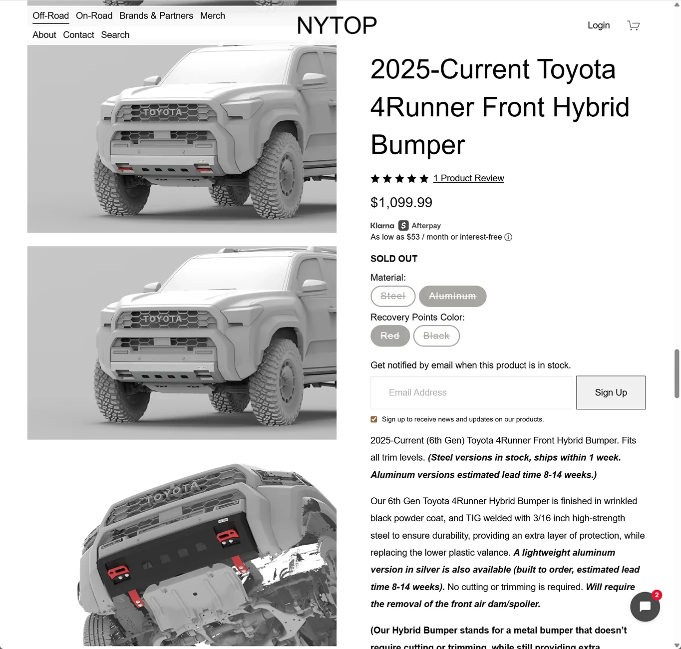 2025 4runner 6th gen Heads up, NYTOP bumper in aluminum only comes in silver. 4R6-B page2