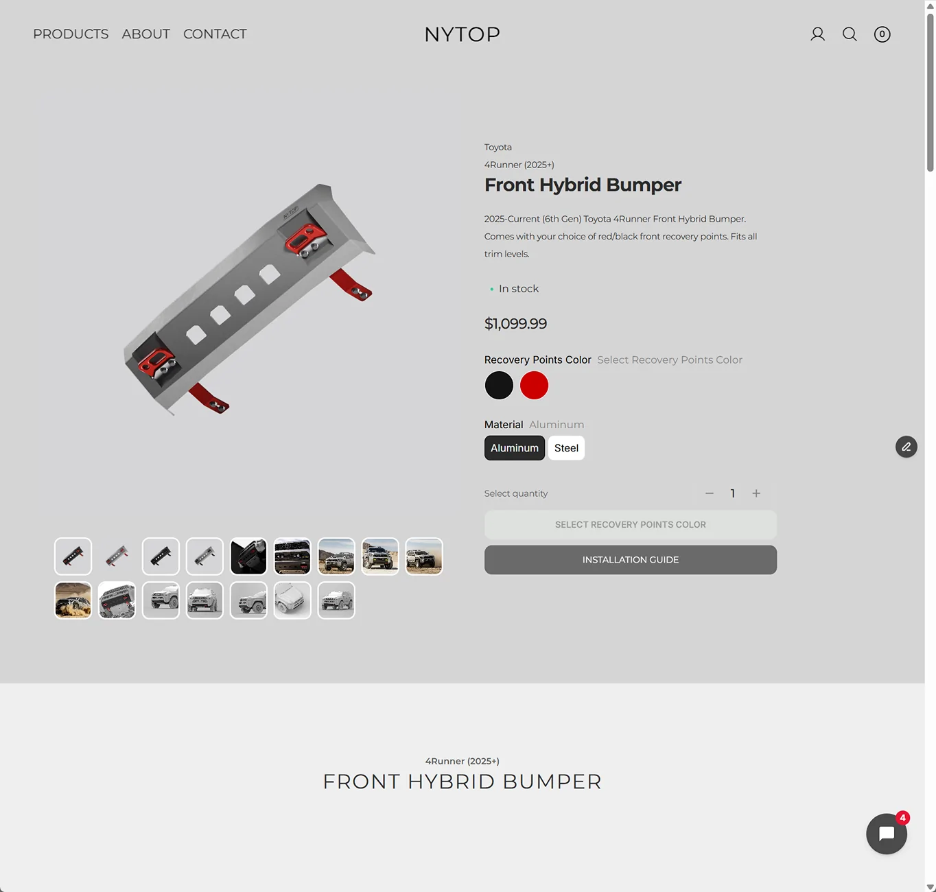 2025 4runner 6th gen Heads up, NYTOP bumper in aluminum only comes in silver. 4R6-B pag