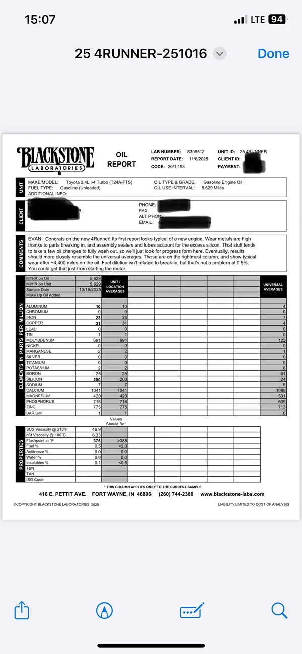 2025 4runner 6th gen First Oil Change on Hybrid 2025 Trailhunter i-Force Max at 1,010 Miles (Oil Report added) IMG_7458