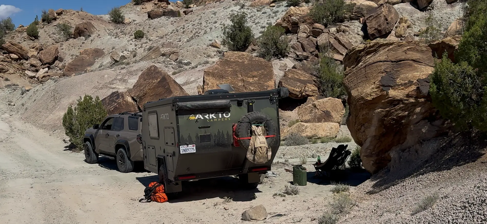 2025 4runner 6th gen Carnage on Rimrocker Trail: TRD Pro towing 4400 pound Arkto Overland Camper IMG_1946