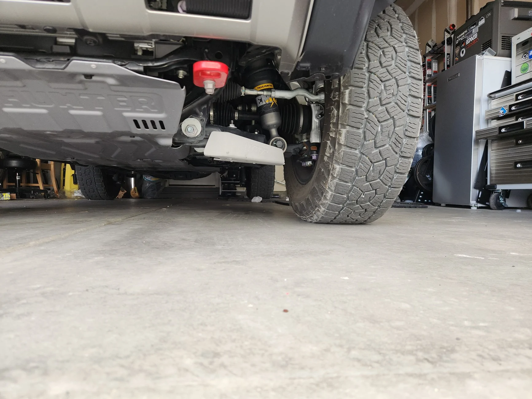 2025 4runner 6th gen NYTOP skid plate protection installed for lower control arm, lower trailing arm, rear shock mount 20251116_101452