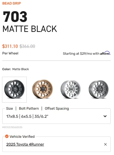 2025 4runner 6th gen ReadyLift 2.5" SST lift, 17x8.5 +35 Method 703 wheels, and BFG KO3 LT285/75R17 tires 1763764183169-my