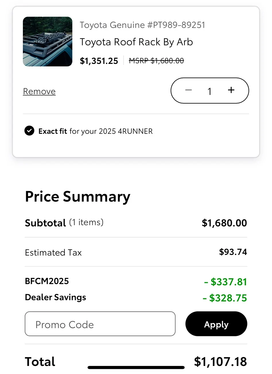 2025 4runner 6th gen ARB / Trailhunter Roof Rack Install -- Part number PT989-89251 IMG_9565