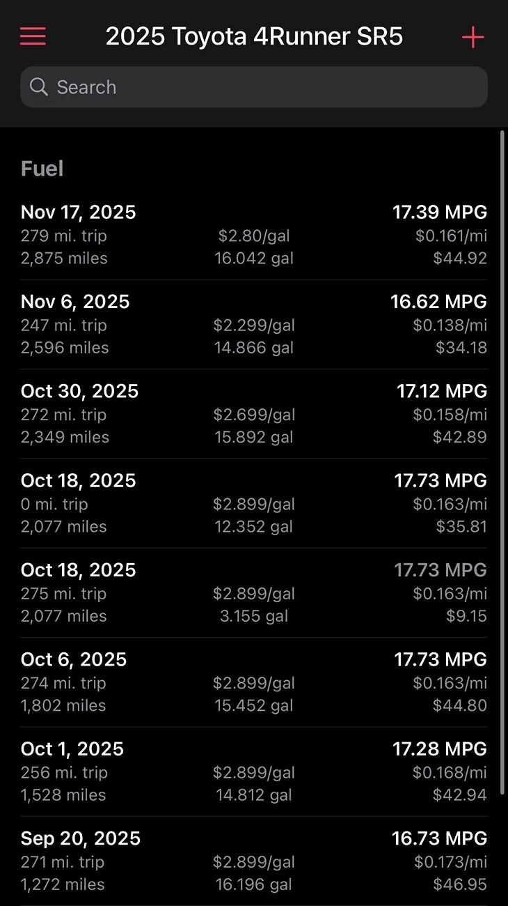 2025 4runner 6th gen 305 miles to empty with full tank ? IMG_1378