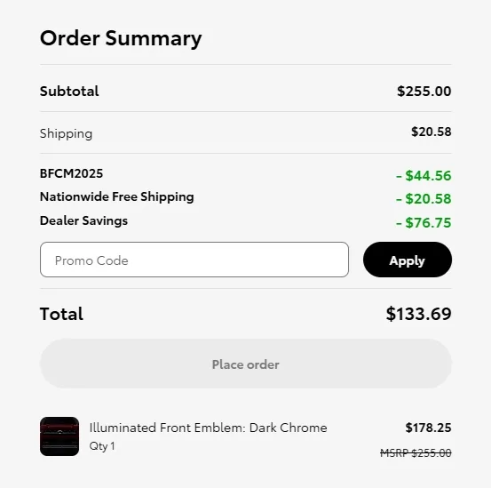 2025 4runner 6th gen OEM Illuminated Front Emblem: Dark Chrome w/ Light Up LED installed [+ part number / price] emblem