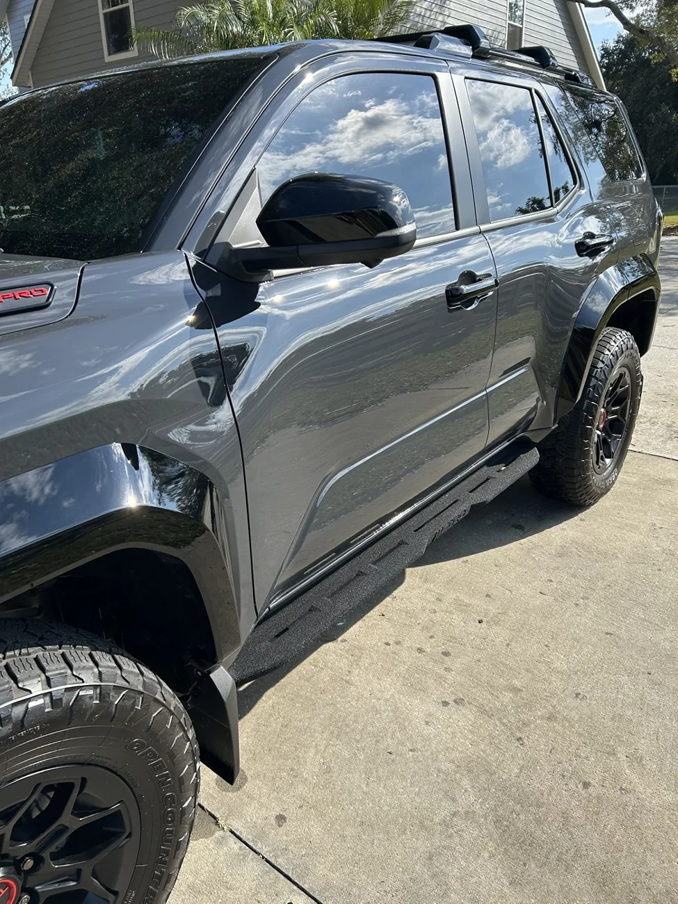 2025 4runner 6th gen OEM black cast aluminum running boards installed on TRD Pro RB 3