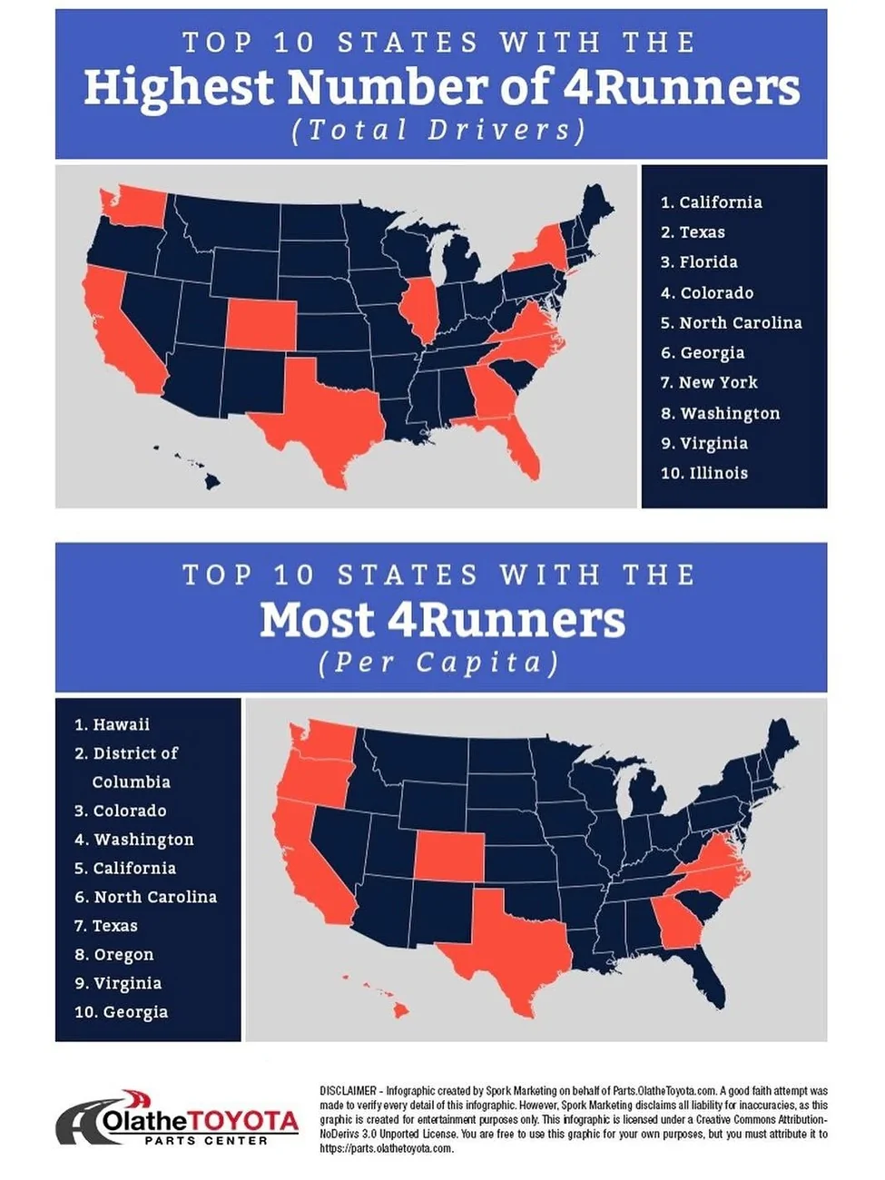 2025 4runner 6th gen Top 10 States With The Most 4Runners (Total and Per Capita) 594144546_1405342981294228_4770288084766060469_n