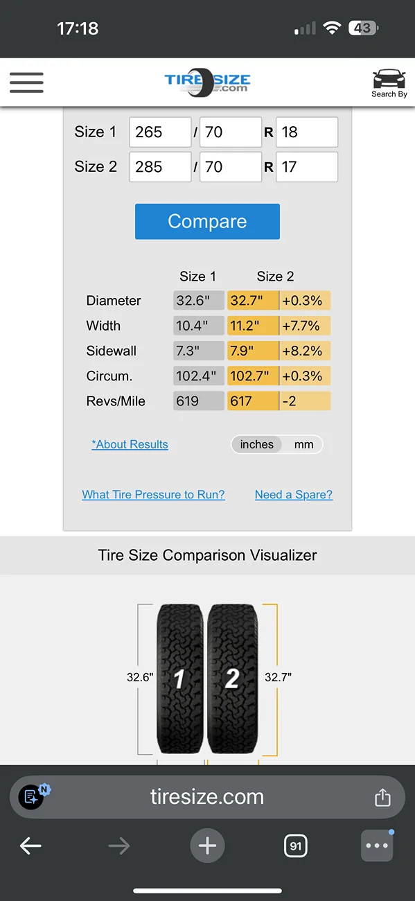 2025 4runner 6th gen Why I picked Falke18 with 18 wheels vs 285/70/17 set IMG_5364