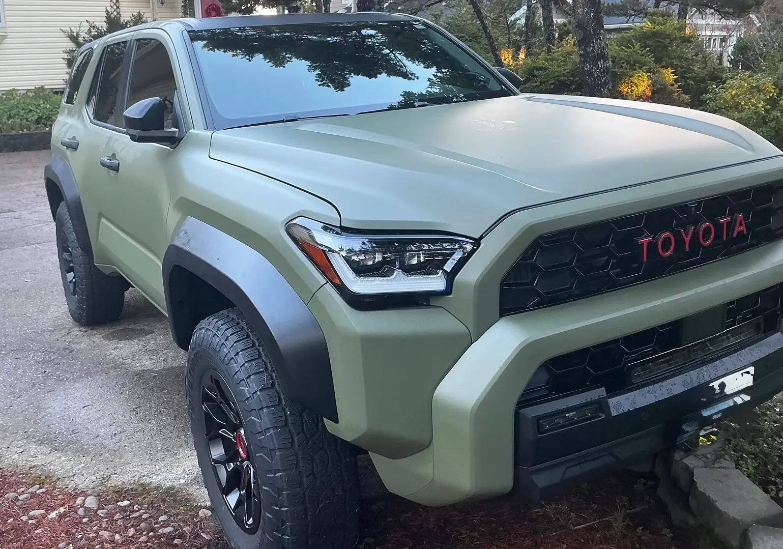 2025 4runner 6th gen Frank the Tank TRD Pro build - RCI rock sliders, NYTOP recovery points, roof rails removed, Matte Military Green wrap Frank the Tank TRD Pro build mods added - RCI rock sliders, NYTOP recovery points, tints, Mat