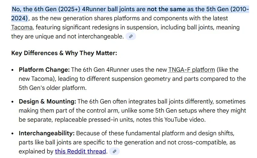 2025 4runner 6th gen Upper Ball Joints for ORP? ball joint