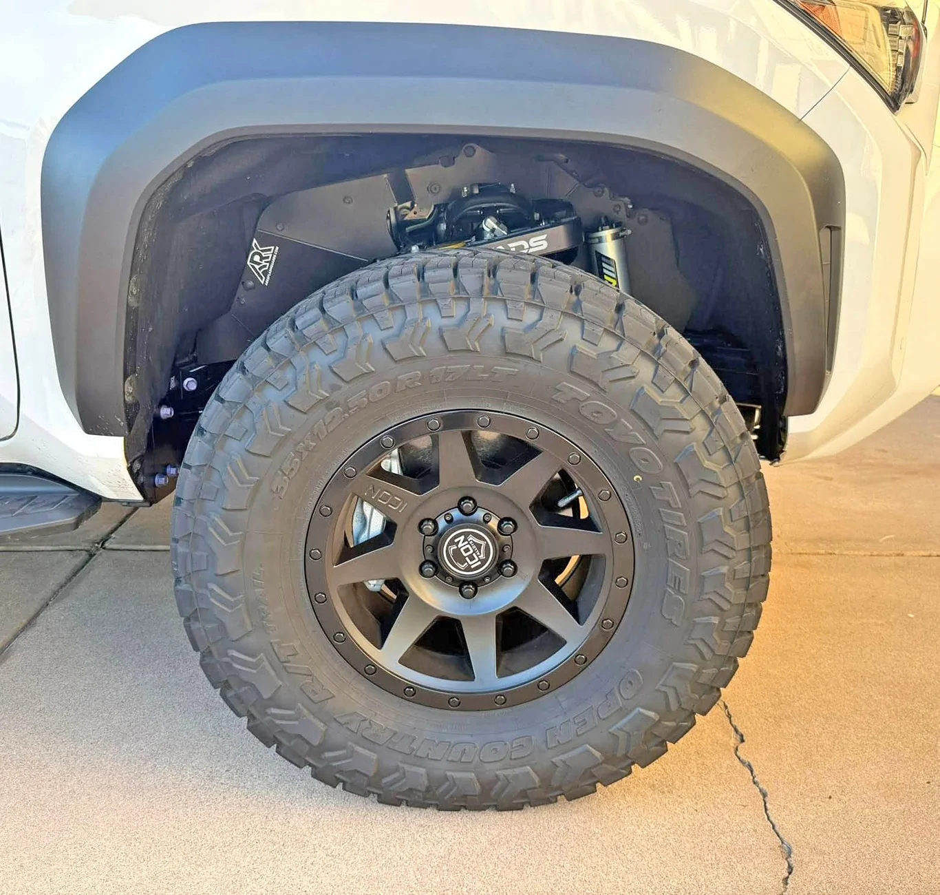 2025 4runner 6th gen Ark Splash Guards, crash bracket delete kit, ADS Suspension (Stage 3), 35's (Open Country R/T 35x12.5R17), Icon Alloy wheels Ark Splash Guards, crash bracket delete kit, ADS Suspension (Stage 3), 35's (Open Country R:T