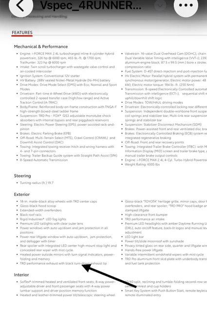 2025 4runner 6th gen Black Exhaust Tip Included on TRD PRO? Specsheet