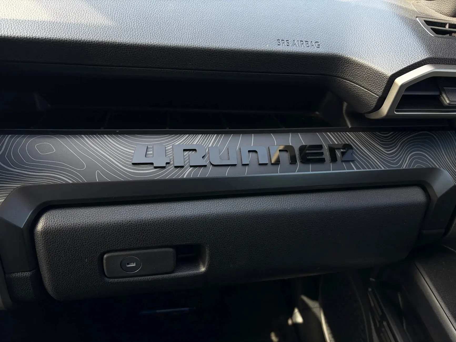 2025 4runner 6th gen StickerFab Dashboard Trim Decal installed (opographic map design) 26351-08f5f37193e279f7356f8efb641d43d3