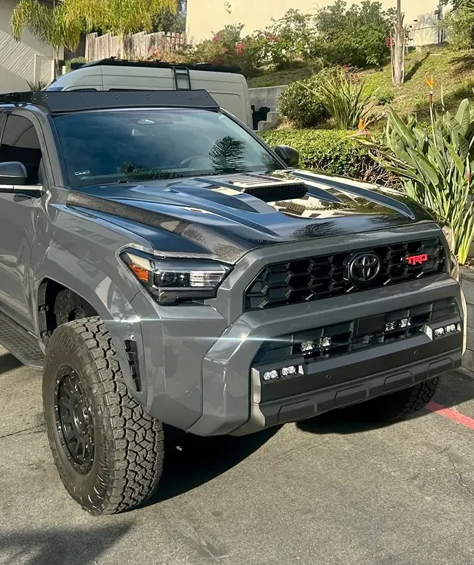 2025 4runner 6th gen Seibon Carbon Fiber Hood Upgrade installed on TRD Off-Road 26431-6d120001f9796f3203fee7e72b315ead