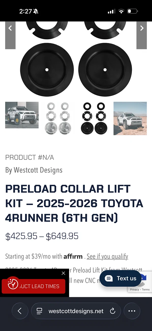 2025 4runner 6th gen Westcott vs ReadyLift lift kits IMG_6864