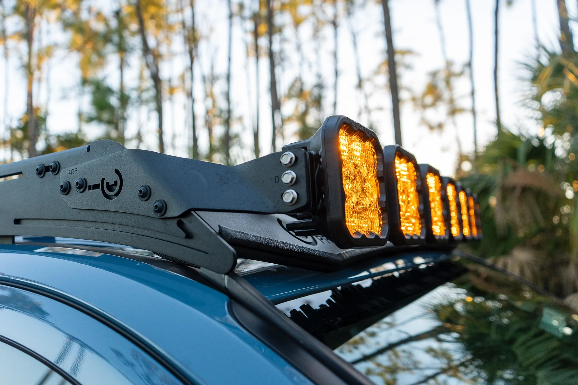 2025 4runner 6th gen Heritage Blue TRD Sport Premium, Prinsu Pro Roof Rack, Diode Dynamics SS5 Crosslink, SS3 Ditch Light Pods abc-105