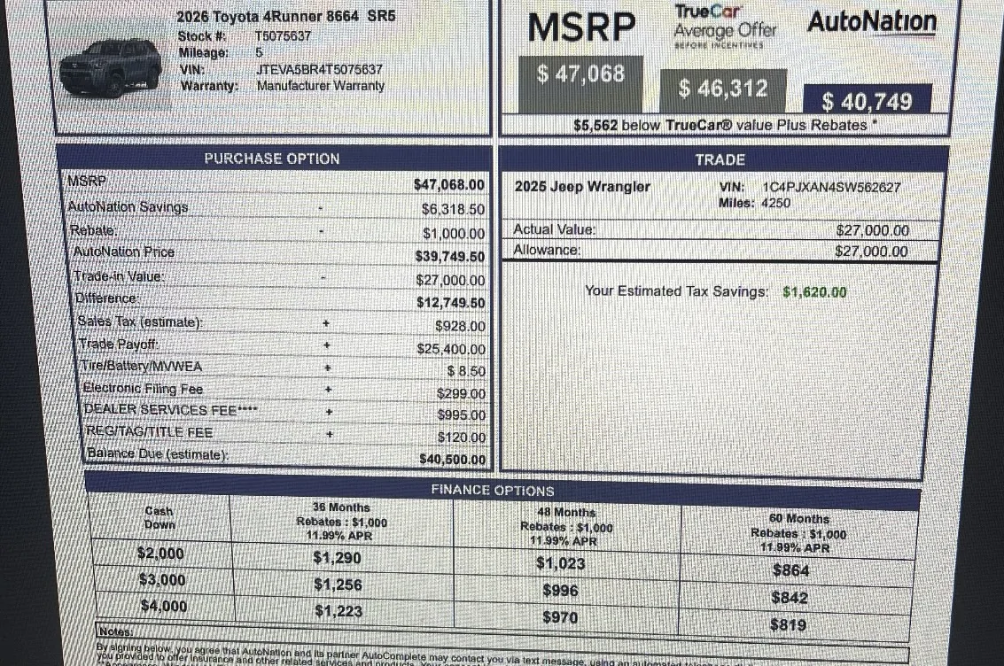2025 4runner 6th gen Why only 2025 4Runners (no 2026 4Runner) on dealer lots? IMG_1894