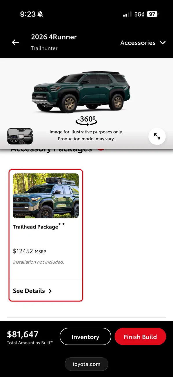2025 4runner 6th gen OEM TRD Lift Kit coming soon? Spotted in new "Trailhead Package" for 2026 4Runner IMG_3725