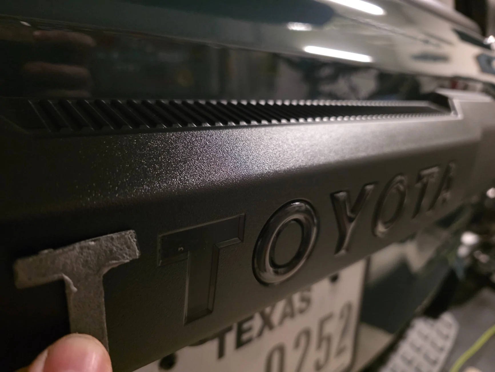 2025 4runner 6th gen Rear Hatch Liftgate Letters Insert Swap - Black Reflective to --> Bronze 20251230_172407