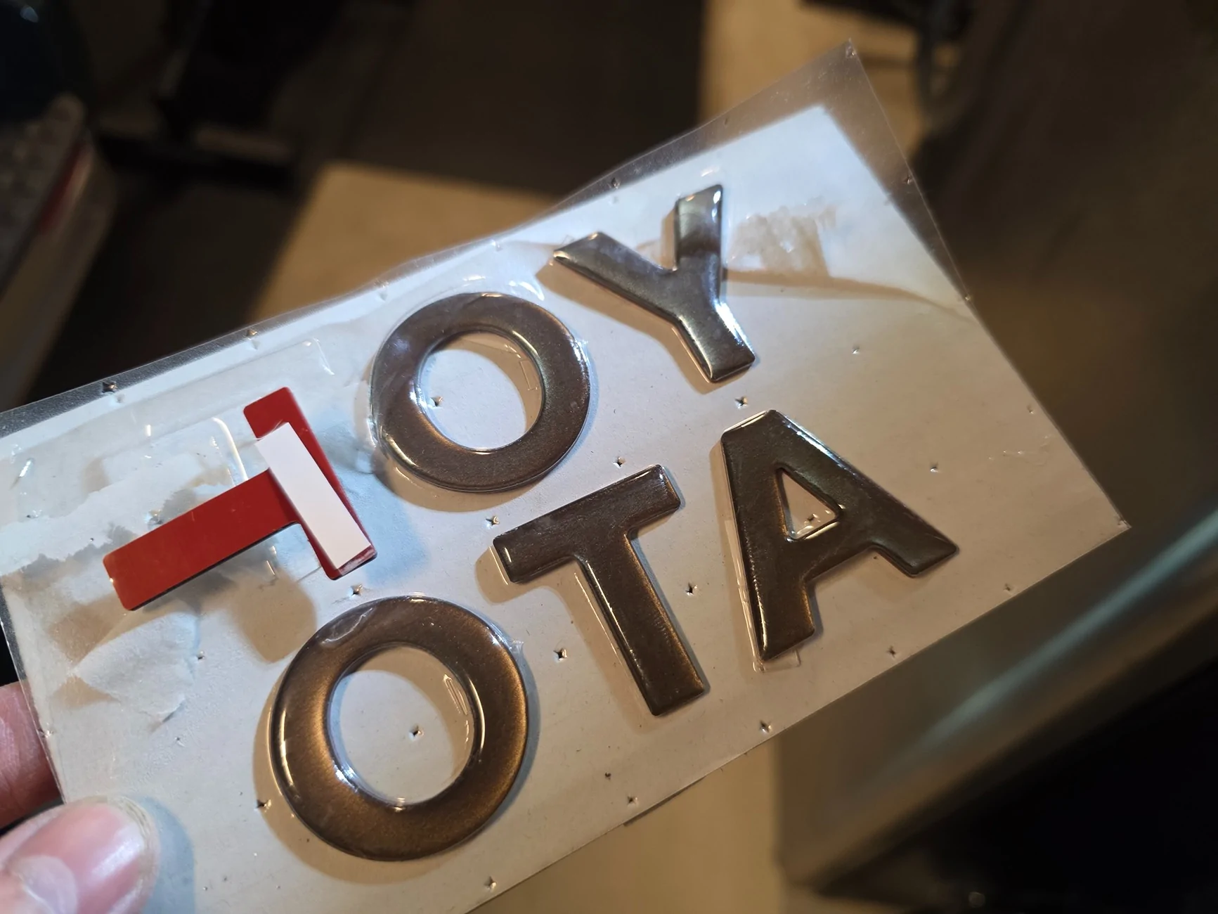 2025 4runner 6th gen Rear Hatch Liftgate Letters Insert Swap - Black Reflective to --> Bronze 20251230_173710