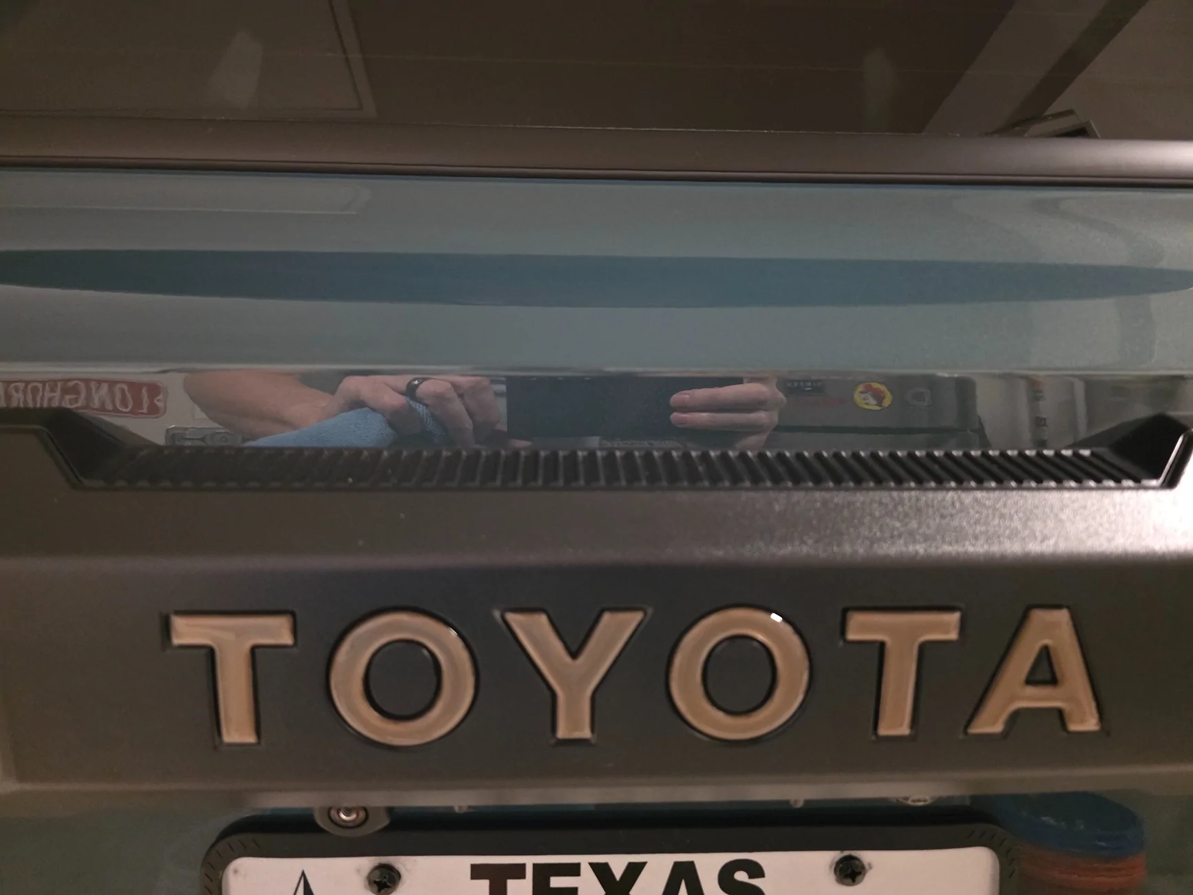 2025 4runner 6th gen Rear Hatch Liftgate Letters Insert Swap - Black Reflective to --> Bronze 20251230_174513