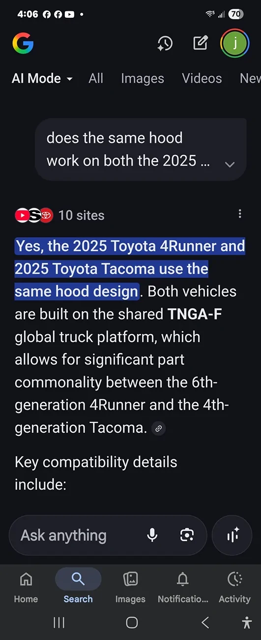 2025 4runner 6th gen TRDP hood for sale soon Screenshot_20260107_160654_Googl