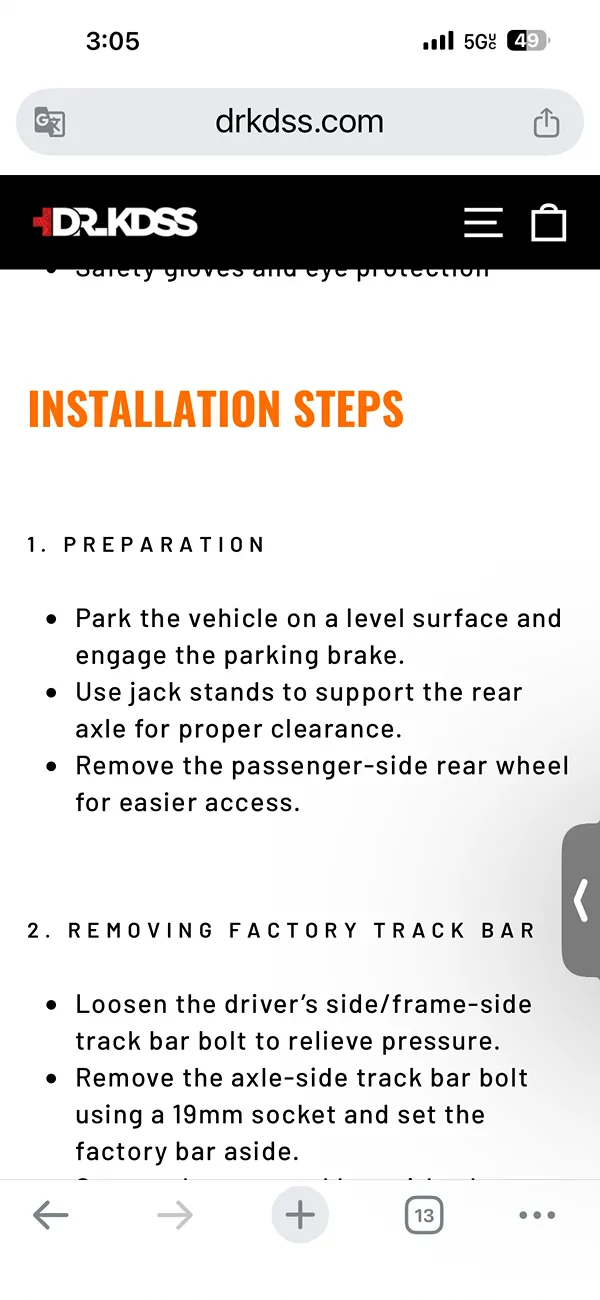 2025 4runner 6th gen Dr. KDSS TrackBar Correction kit installed IMG_3271