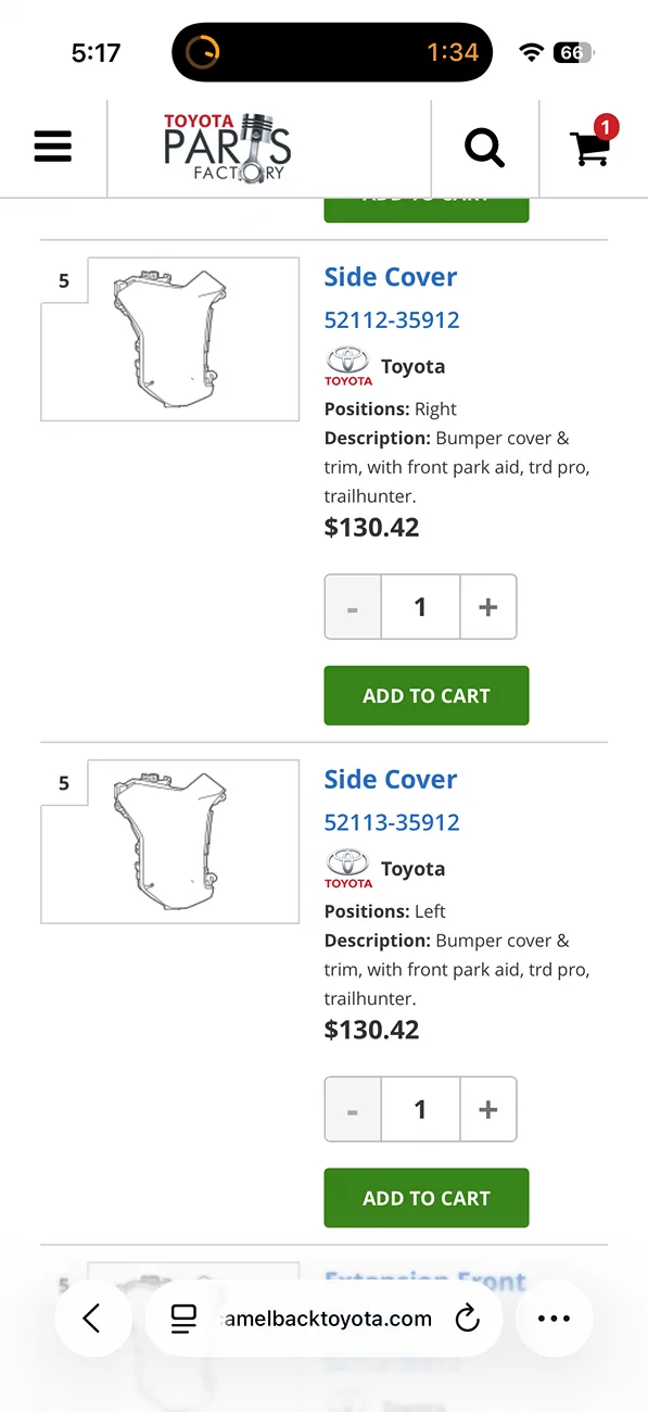 2025 4runner 6th gen TRD Pro bumper side pieces part numbers IMG_3957