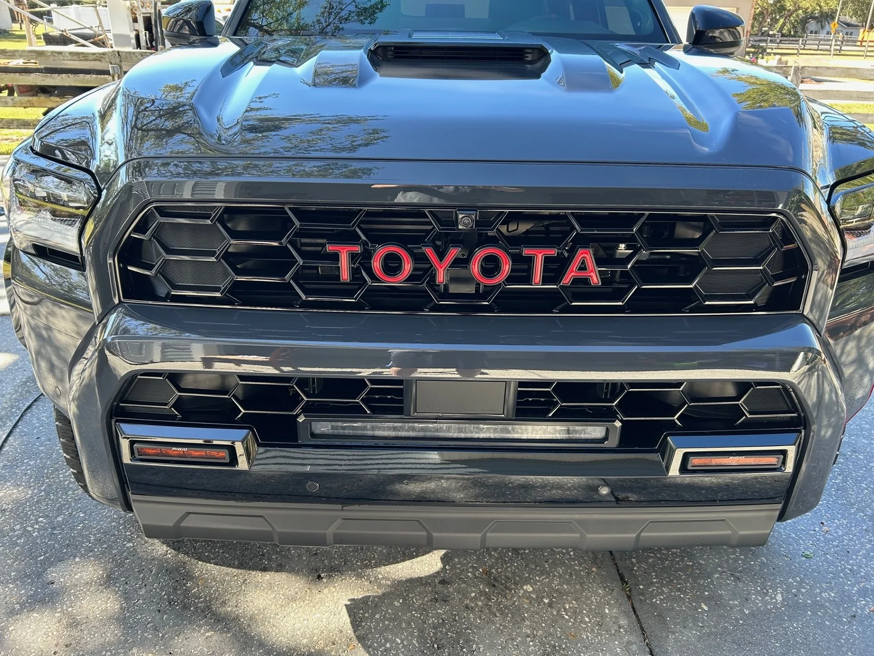 2025 4runner 6th gen Added some color to my TRD Pro: red letters overlays New Front Grill 1
