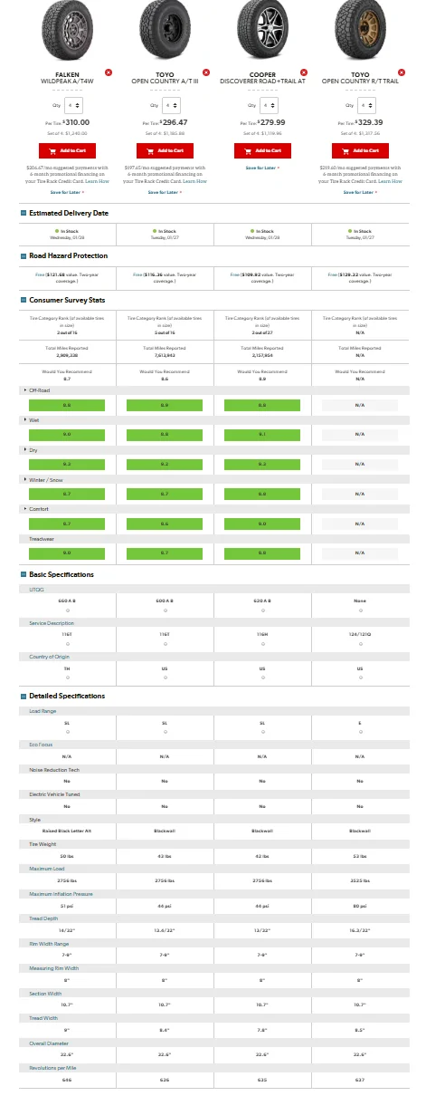 2025 4runner 6th gen Which all-terrain AT tires? Screenshot 2026-01-23 171657
