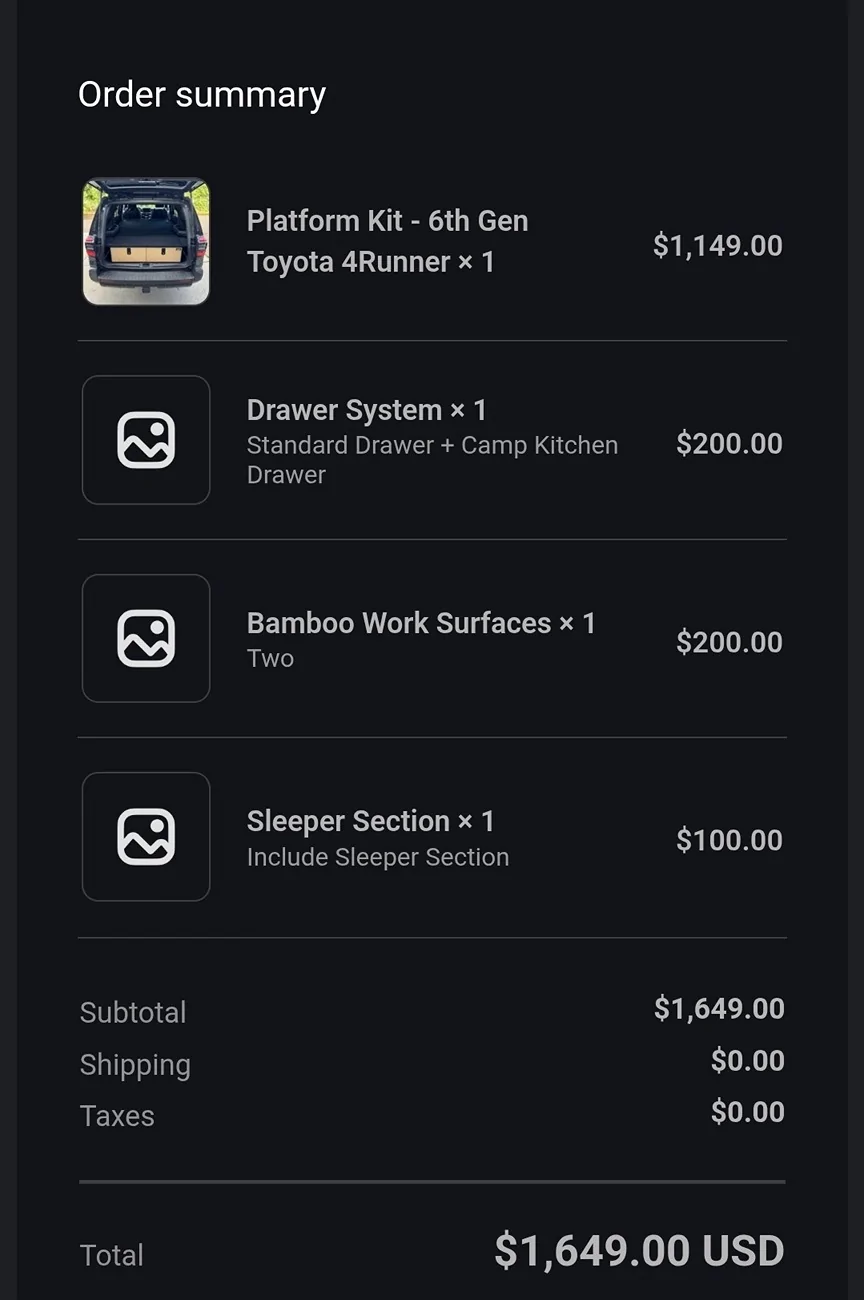 2025 4runner 6th gen Colfax Storage and Sleeper Combo 1000016568