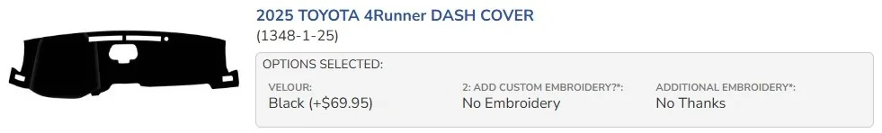 2025 4runner 6th gen Dash Designs Dash Cover installed Dash Designs Mat 2