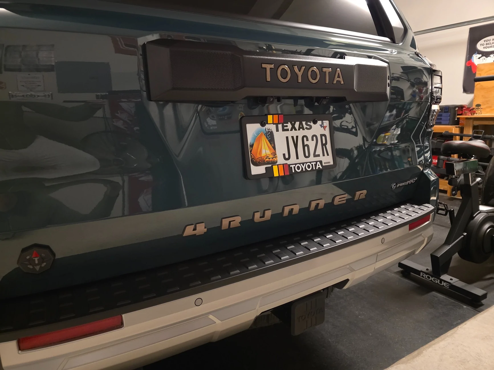 2025 4runner 6th gen OEM Trailhunter Bronze Badge Overlays - Partially Installed (on Hood and Lift Gate) 20260130_200404
