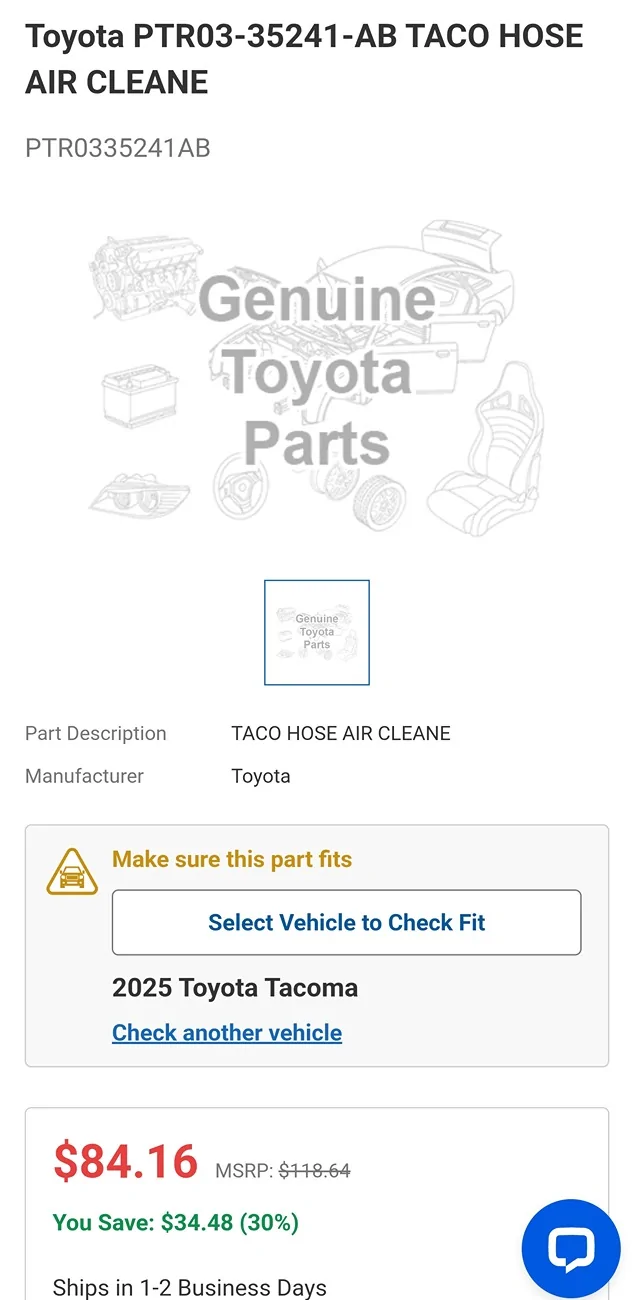 2025 4runner 6th gen OEM TRD Performance Cold Air Intake CAI fitment 1000025463