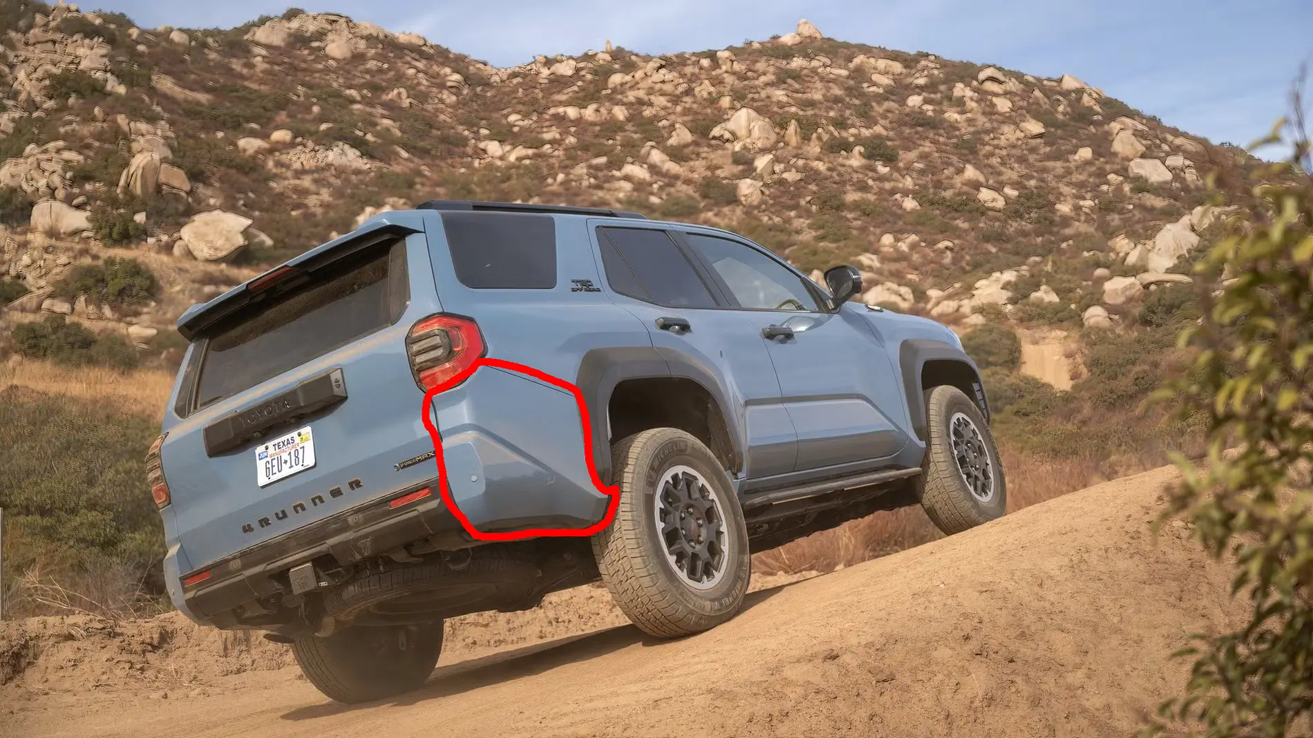2025 4runner 6th gen What is this lower rear quarter panel part called & part number? (in heritage blue) 2025-toyota-4runner-rear