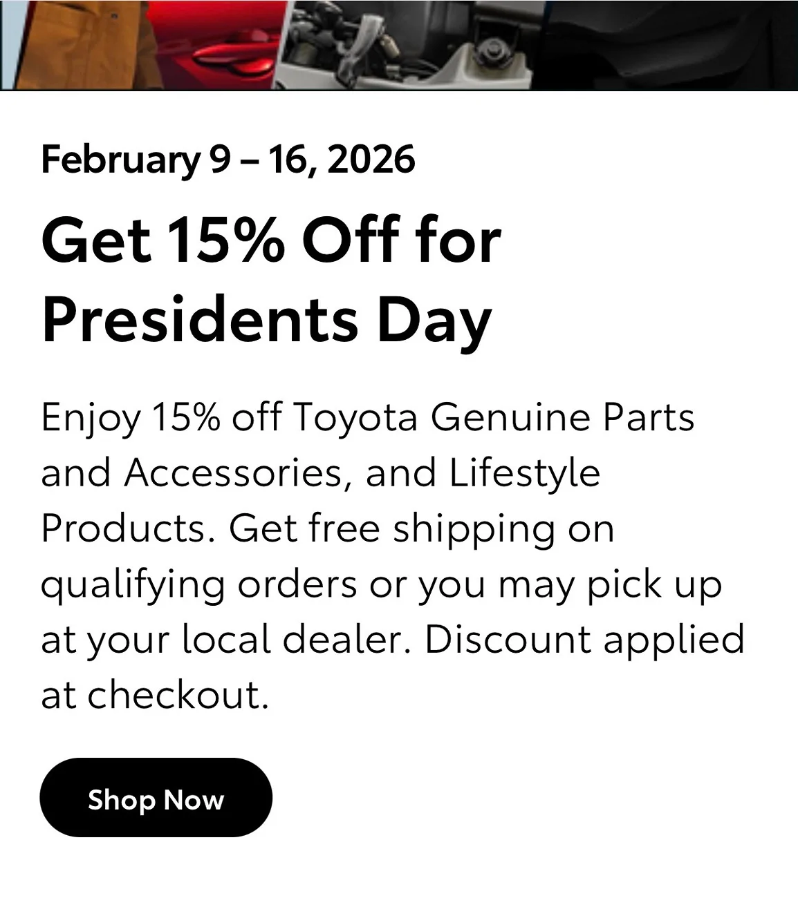 2025 4runner 6th gen Toyota OEM Parts sale 15% off until 2/16/26 (Presidents Day Sale) 1770667269415-4