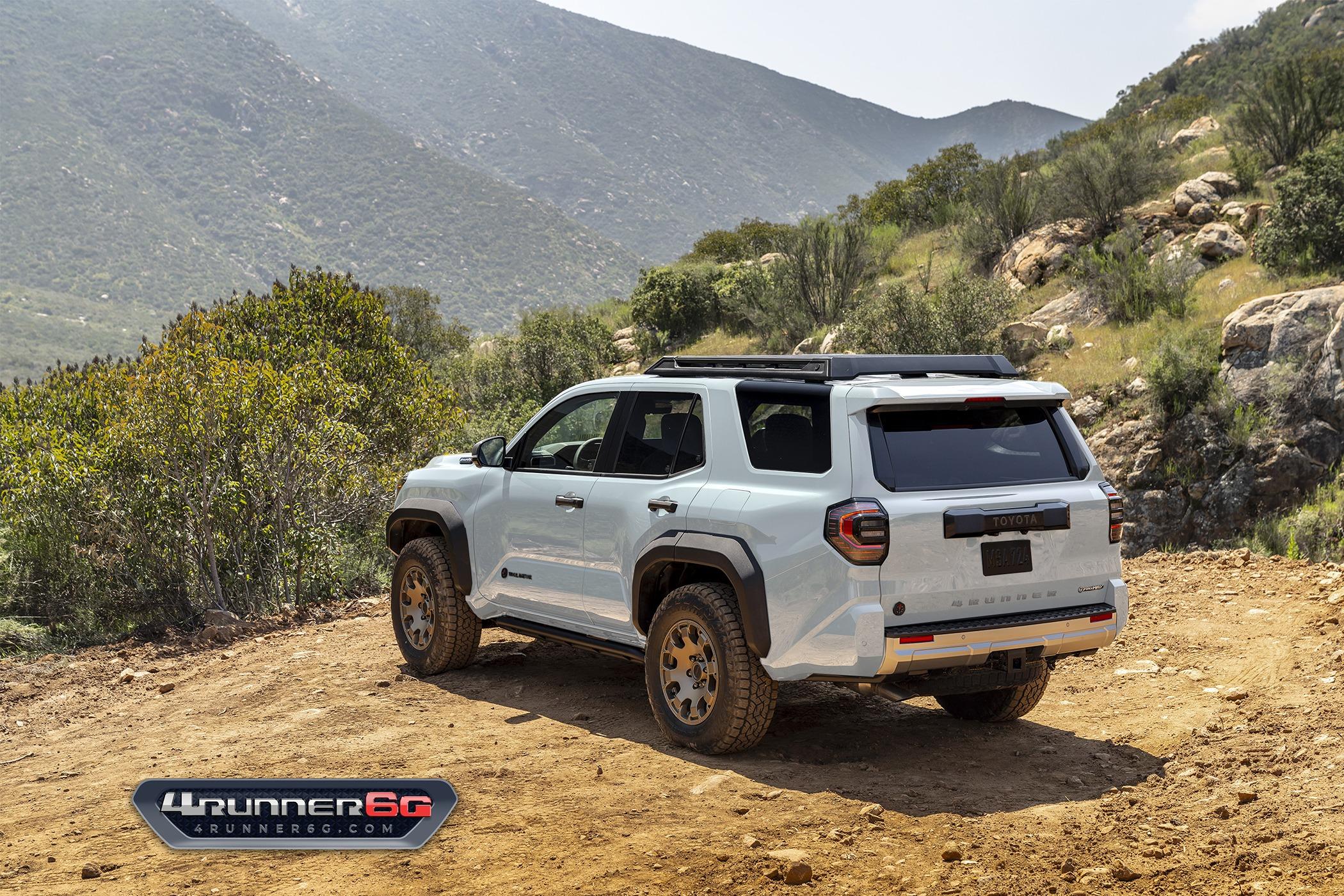 2025 4runner 6th gen Fun colors for 2025 4Runner TRD PRO, Trailhunter, Platinum Trims -- previews & slideshow Trailhunter-Wind-Chill-Pearl-Rear