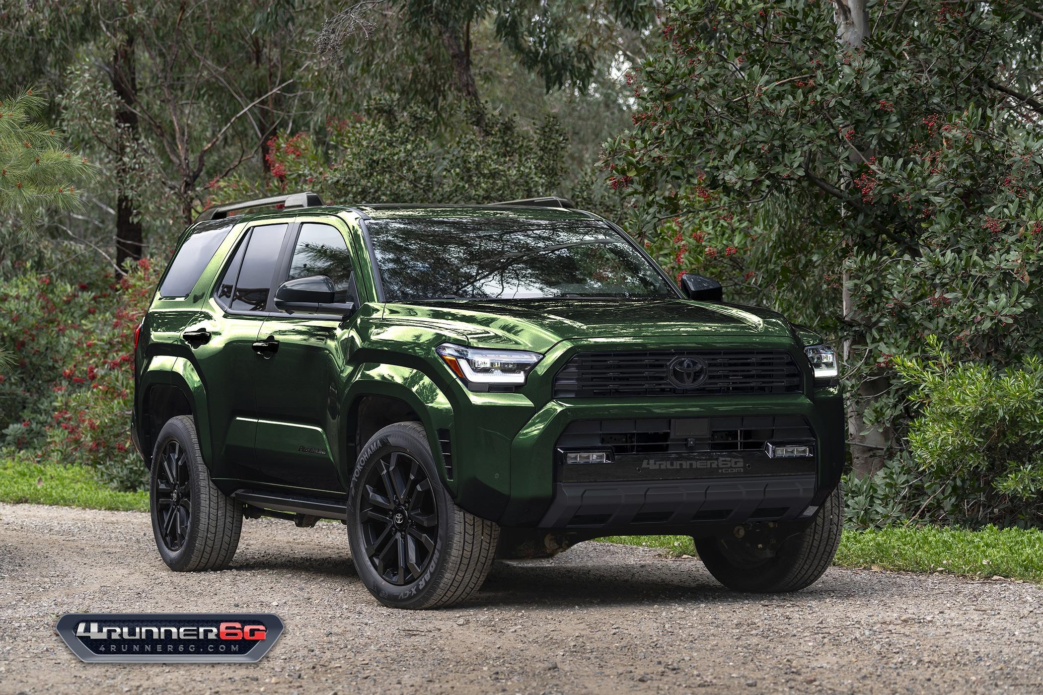 2025 4runner 6th gen Fun colors for 2025 4Runner TRD PRO, Trailhunter, Platinum Trims -- previews & slideshow Platinum-Dark-Green-Pearl-Front