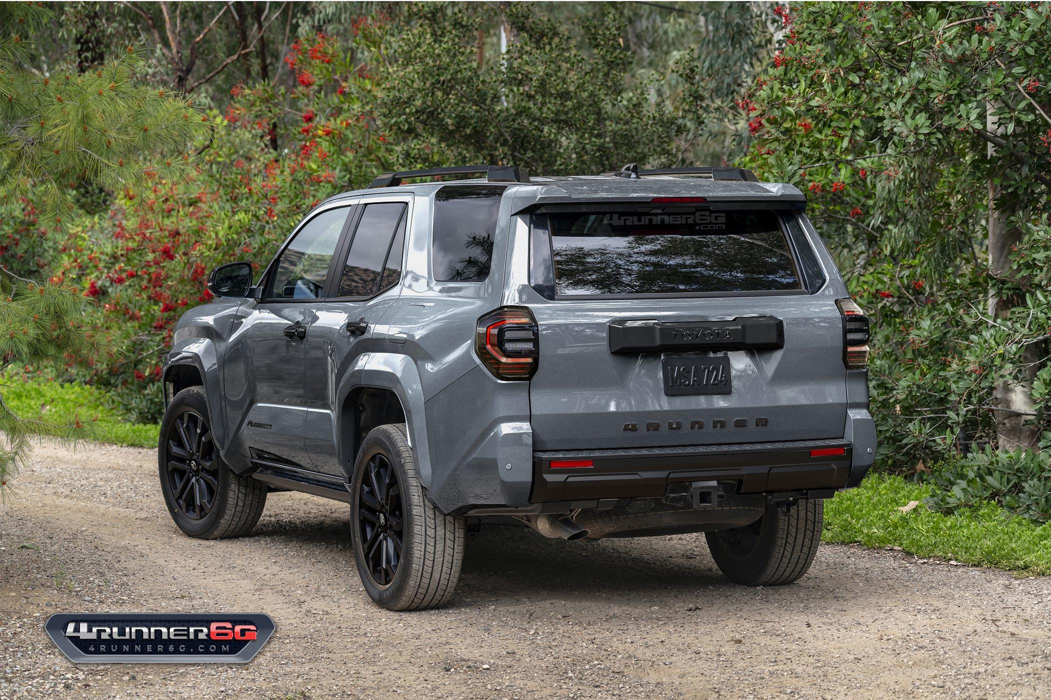 2025 4runner 6th gen Fun colors for 2025 4Runner TRD PRO, Trailhunter, Platinum Trims -- previews & slideshow Platinum-Magnetic-Grey-Rear