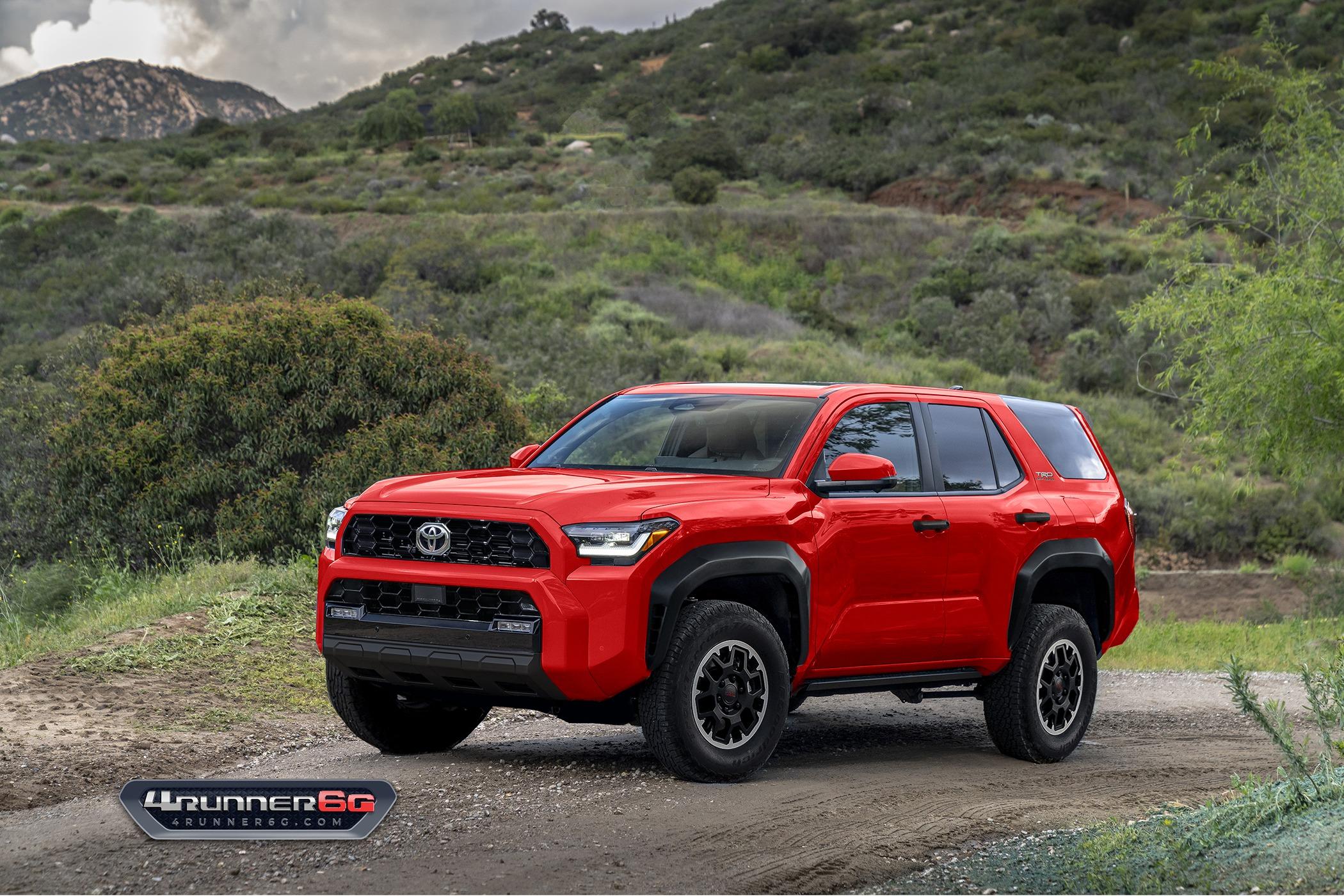 2025 4runner 6th gen Preview Looks: 2025 4Runner 6th Gen TRD Off-Road, TRD Sport, SR5 Trim TRDoffroad-Renaissance Red-Front 