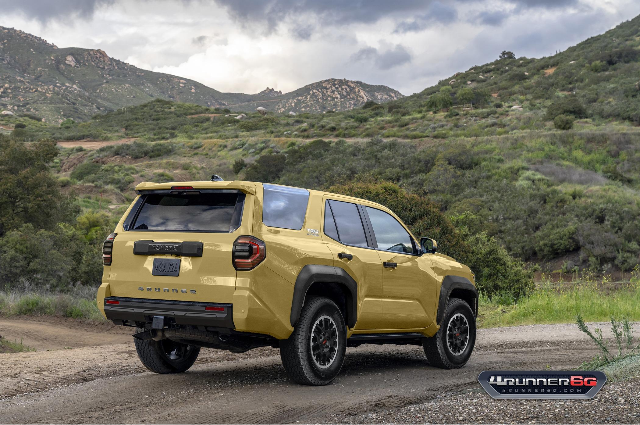 2025 4runner 6th gen Preview Looks: 2025 4Runner 6th Gen TRD Off-Road, TRD Sport, SR5 Trim TRDoffroad-Trail-Dust-Rear