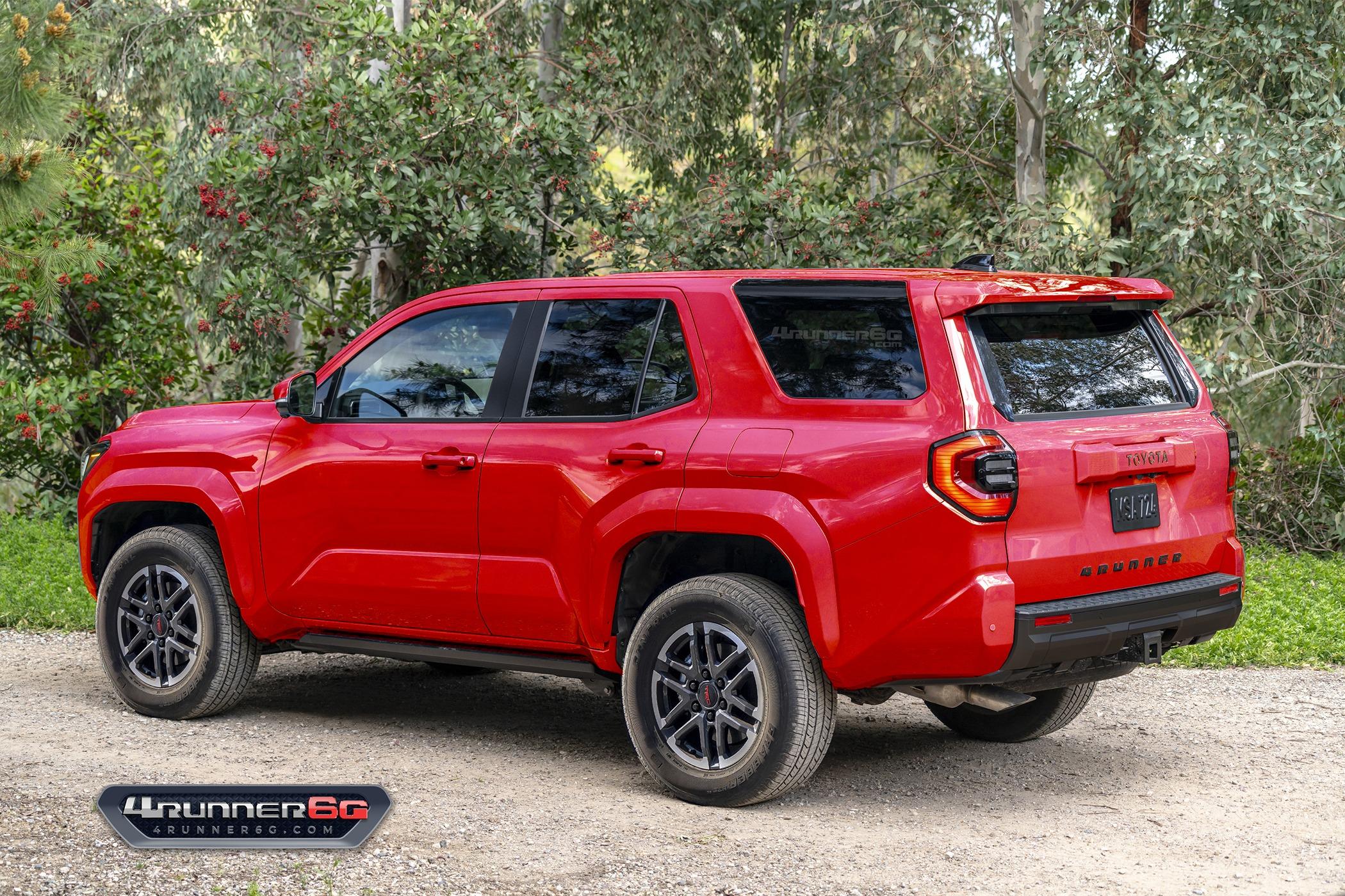 2025 4runner 6th gen Preview Looks: 2025 4Runner 6th Gen TRD Off-Road, TRD Sport, SR5 Trim TRDsport-Renaissance-Red-Rear