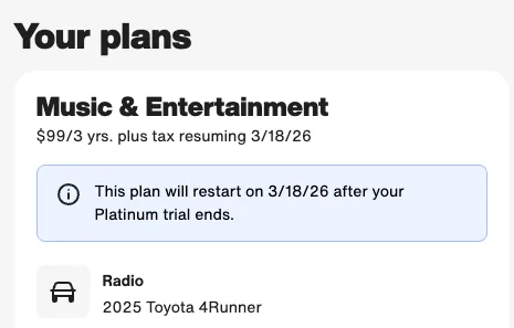 2025 4runner 6th gen Sirius extended Toyota offer Screenshot 2026-03-11 at 8.57.42 AM