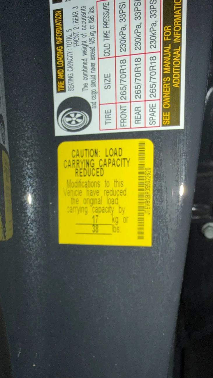 2025 4runner 6th gen TRD Pro - payload capacity? IMG_3332