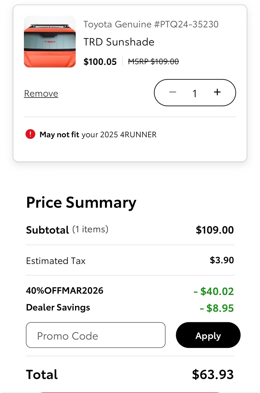 2025 4runner 6th gen 40% Sale on TRD OEM parts from Toyota (+ free shipping) IMG_1676
