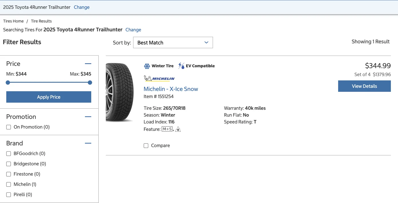 2025 4runner 6th gen Great price on Falken AT4W at Sam’s Club! Screenshot 2026-03-27 at 10.07.04 AM