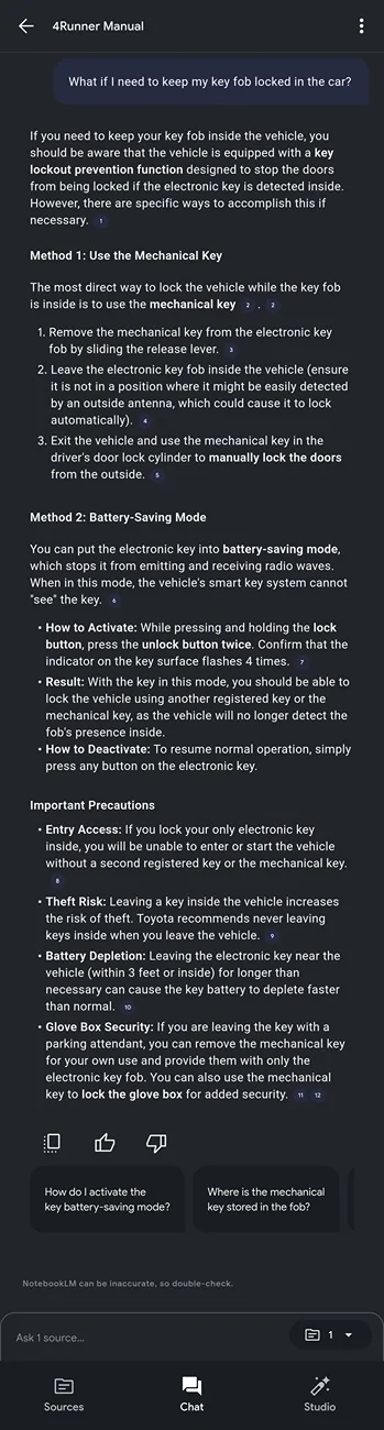 2025 4runner 6th gen Ability to lock keys in vehicle? Screenshot_20260401_151821_NotebookLM