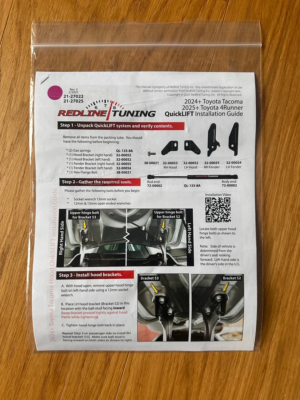 2025 4runner 6th gen Redline Tuning Gas Struts to Replace Hood Prop Rod IMG_8481