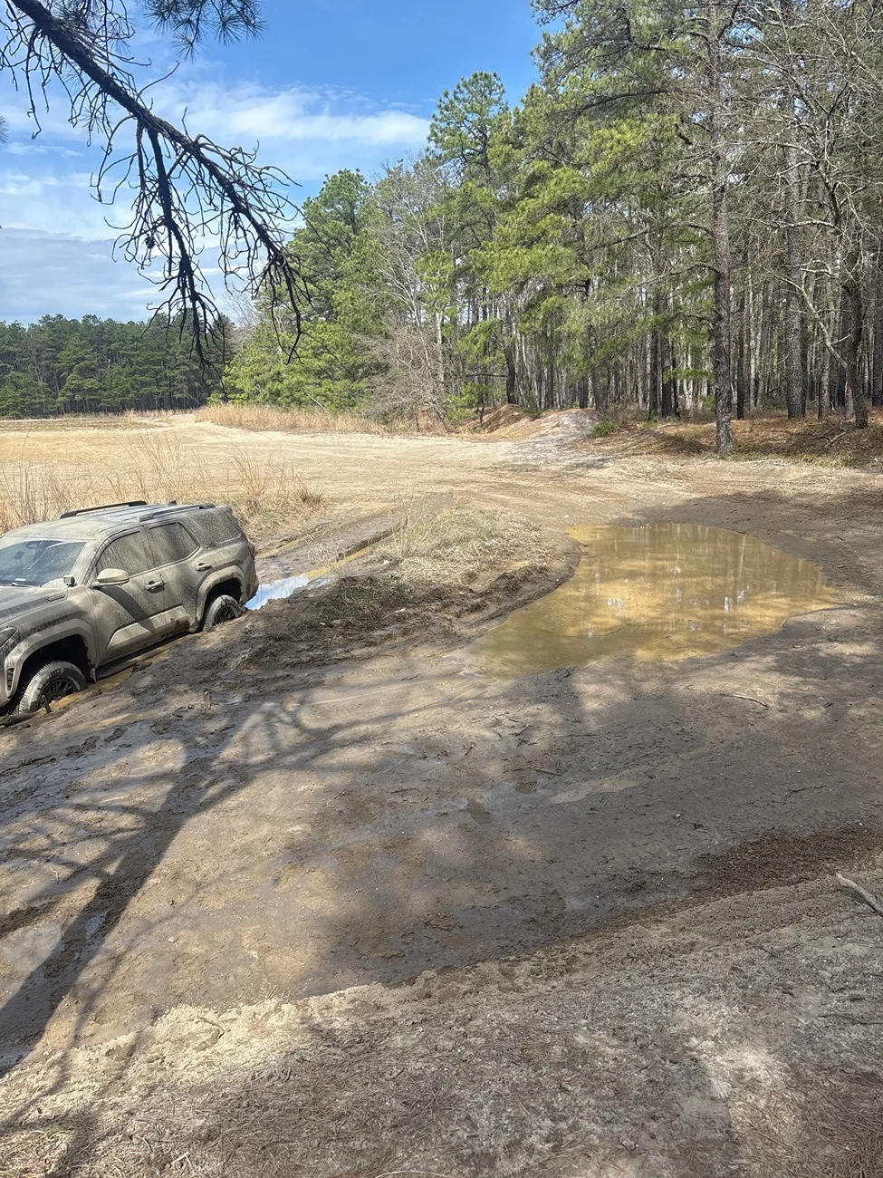 2025 4runner 6th gen Stuck in mud at Pine Barrens. Noob imag