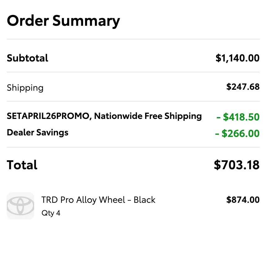 2025 2026 4runner 6th gen 25% off sale OEM Toyota parts & accessories - through April 20 Screenshot 2026-04-18 at 11.41.21 AM